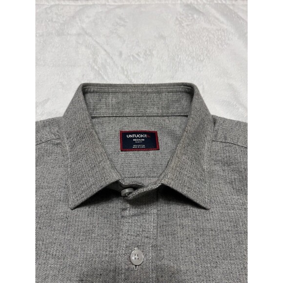 UNTUCKit Men's M Slim Fit "Hemsworth" Long Sleeve Shirt Light Gray - Picture 3 of 4